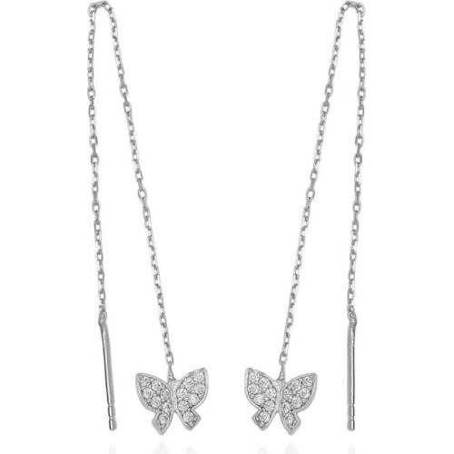 Original 925 Sterling Silver Chained Butterfly Earring , Quality products , Flashy Designs , Hundreds of kinds of earrings