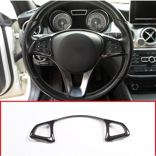 Carbon Fiber ABS Chrome Steering Wheel Decoration Frame Trim For Mercedes-Benz C-Class W205 GLC X253 E Class W213 2015-2018
