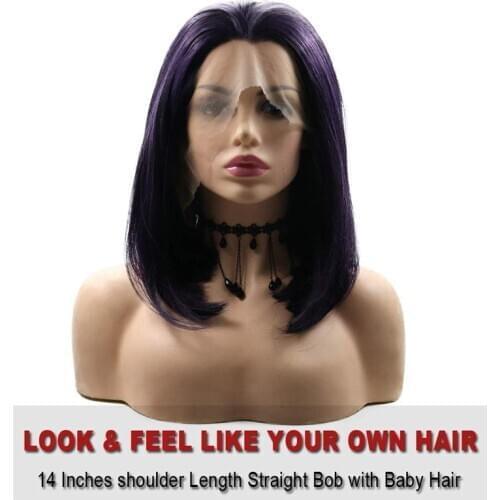 Purple Blonde Gray Bob Wigs for Women Kanekalon Natural Synthetic Lace Front Short Hair Wigs Cosplay Anime Lolita Straight wig