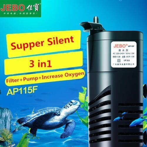 JEBO Series Aquarium Tank Filter 5W Multi-Function Submersible Filter Plastic 220v-240v Fish Tank Submersible Pump Spray AP115F