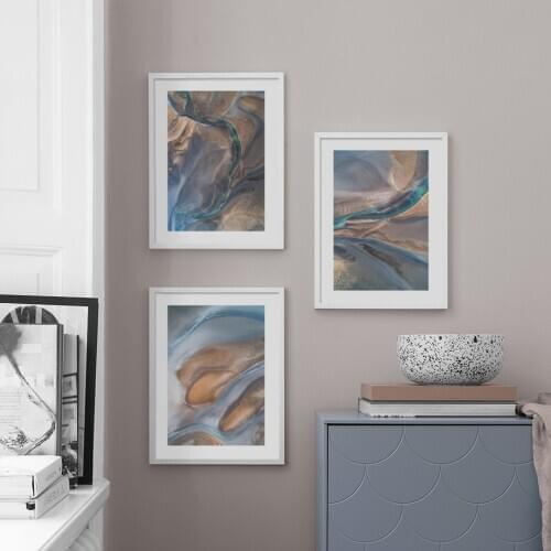 Nordic Morden Abstract Cyan-gray Wall Art Paper Painting Yellow Orange Cyan Art Poster Print Wall Picture for Living Room Decor