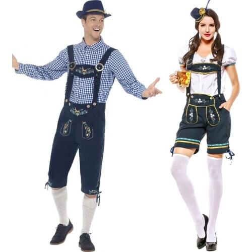 Man Women Okotberfest Lederhosen Uniform Deluxe Bavaria Festival Beer Party Bar Fancy Dress