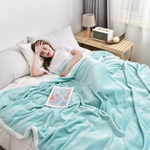 Thicken Warm Solid Color Double-sided Milk Wool Fluffy Throw Blankets Bedroom Bedspread Air Conditioning Bed Cover