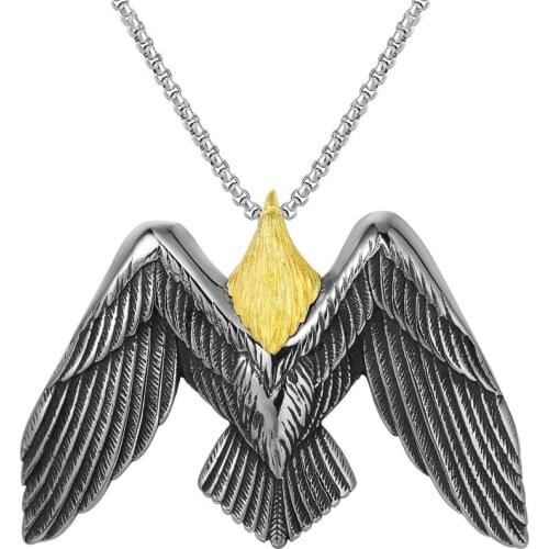 Vintage Gold Eagle Pendant Necklaces Personality Trendy Mens Necklace Domineering Animal Pendants Stainless Steel Jewelry