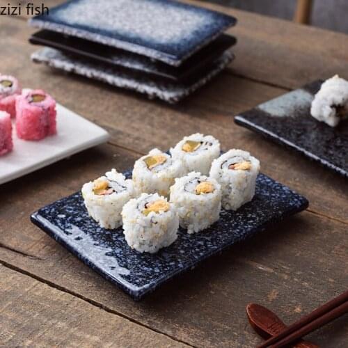 Japanese Ceramic Sushi Plate Creative Rectangular Plate Snack Plate Snack Dish Breakfast Plate Dessert Plate Flat Dish Dish