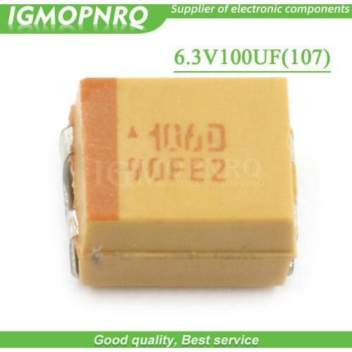10pcs B 3528 100uF 6.3V 107 SMD tantalum capacitor 6.3V100UF capacitance New original IGMOPNRQ