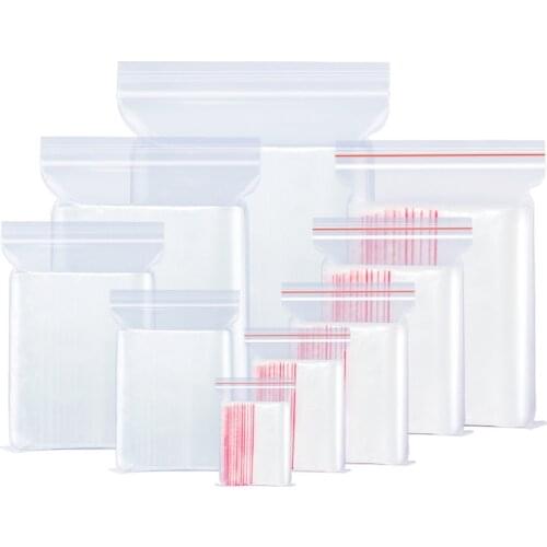 100PCs High Quality Resealable Zip Lock Bags Self Seal Clear Plastic Poly Bag Food Storage Package Reclosable Vacuum Fresh Bag
