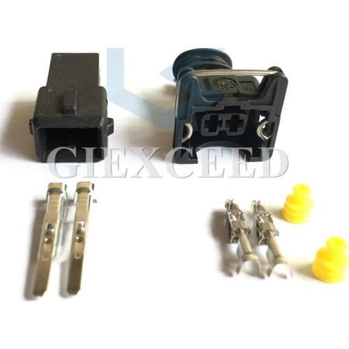 2 Sets 2 Pin 282762-7 EV1 Auto Fuel Injector Plug Car Waterproof Electrical Wire Connector Automobile Socket