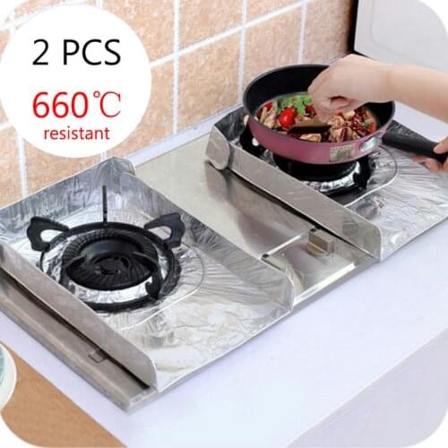 2Pcs Kitchen Oil Proof Aluminum Foil Stove Plate Prevent Oil Splash Heat Resistance Kitchen Oil Splash Guard Tools Accessories
