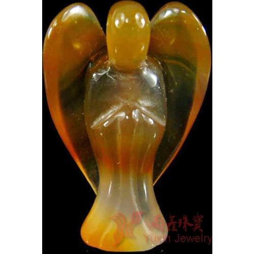 5pcs 2020 New Fashion Natural Beautiful Stone Agates Angel Charms Statue Carved Angel Figurine With Wing Pendant Stone Pendants