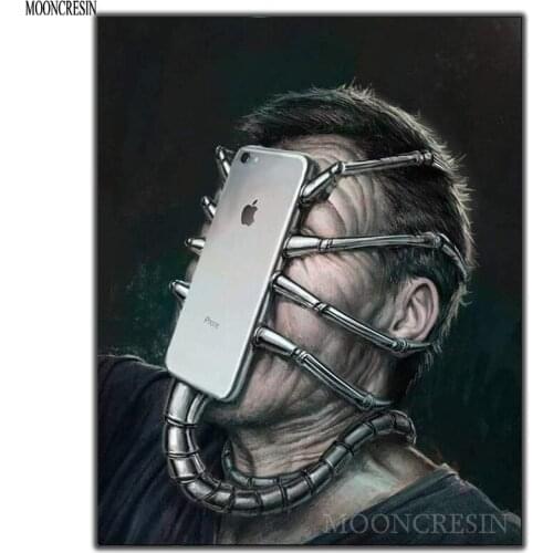 5D Diy Diamond Painting Cross Stitch Grab Phone On The Face Needlework 3D Diamond Embroidery Full Round Mosaic Decoration Resin