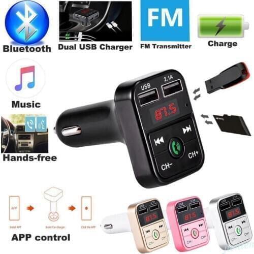B2 Wireless Dual USB Car Charger Car FM Transmitter Radio Adapter Auto Fast Charging Bluetooth Mp3 Player Support Handsfree Call