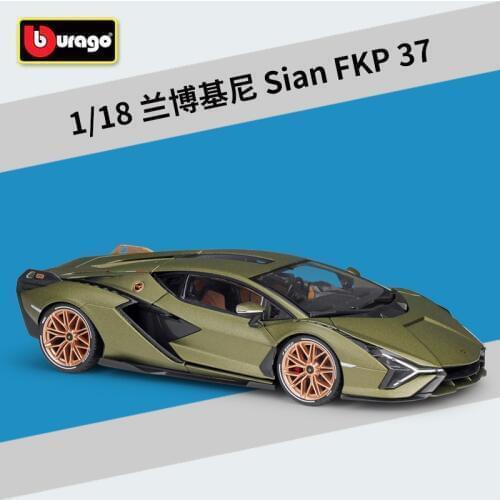 Bburago Diecast 1:18 Sian FKP 37 Green Sport Car High Simulation Vehicle Alloy Model Car