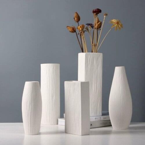 White ceramic Flower Vase Modern Decorative dried flower hydroponic Vase Living Room Decoration Ornaments Home Decoration Crafts