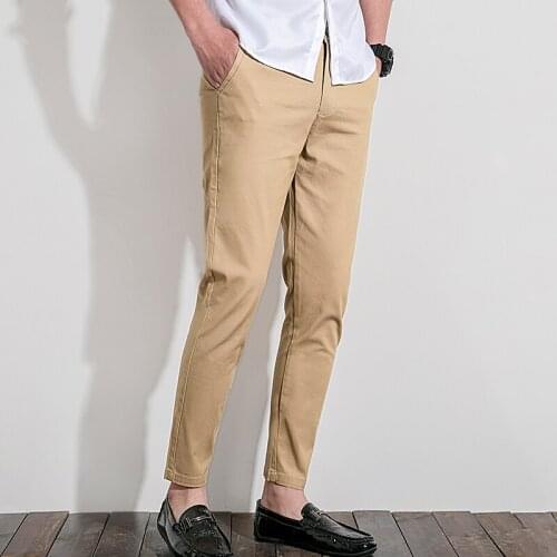 QUANBO Brand Men Pants New Arrival Mid Straight Solid Color Fashion Daily Pants Trousers Male Ankle-Length Pants Men Clothing