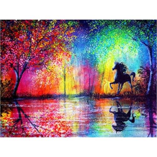 Two Horse Animal DIY Cross Stitch 11CT Embroidery Kits Craft Needlework Set Printed Canvas Cotton Thread Home Design