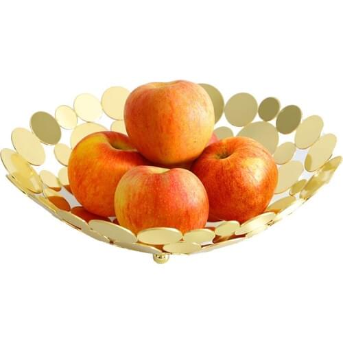 Innovative fruit storage basket Round bowl decoration vegetable stand bread candy hollow wrought iron round fruit plate WJ111616