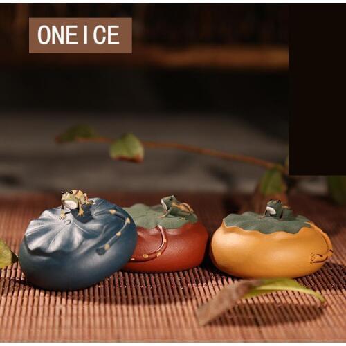 Yixing Tea Play Tea Pet Play Lotus Leaf Frog Decoration Clay Teapet Aceessories