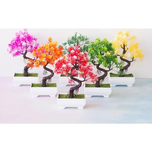 17x25cm Artificial Small Pine Tree Potted Desktop Mini Bonsai Home Garden Bedroom Living Room Office Hotel Decor Fake Plants