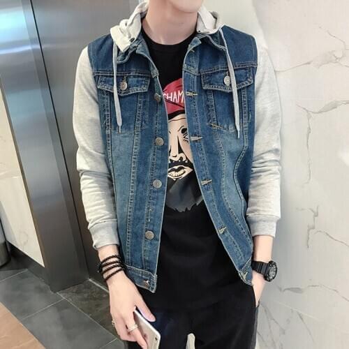 Jacket Denim Mens Hoodies 2020 New Patchwork Cowboy Hooded Hat Detachable Sportswear Outdoors Outerwear M-4XL 5XL #308