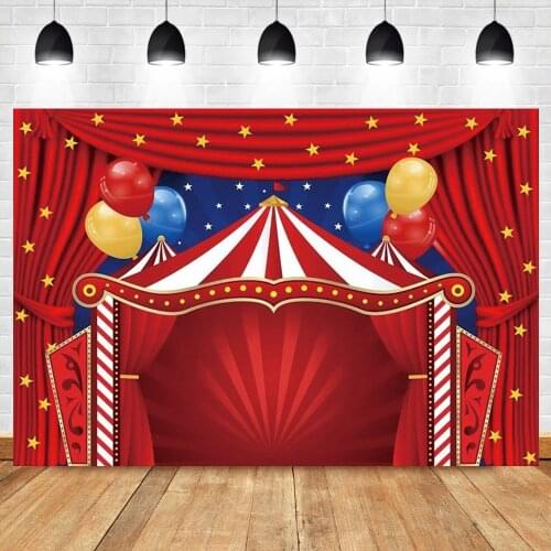 Laeacco Circus Red Stripe Curtain Stage Vinyl Backgrounds Child Birthday Party Portrait Customized Poster Photography Backdrop