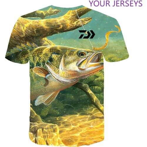 DAIWA T Shirt Summer Man Short Sleeve Fishing Clothing Outdoor Sport Breathable Clothes Men Beach Printed T-shirt Top DAIWA