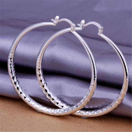 Cute nice women wedding round 5cm lady silver color fashion cute women Earrings classic retro jewelry E291