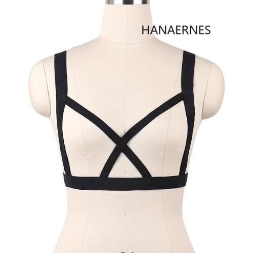 HANAERNES Fashion Gothic Clothes Elasticity Body Women Langerie Bondage Pants Punk Garter Belt Hanging Harness Bodycon Jumpsuit