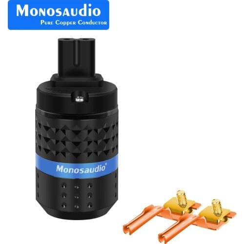 Monosaudio F182R C7 Pure Copper Figure 8 IEC320 C7 IEC Connector Plug 2Poles Gold Plated AC Power Cord Audio Cable Connectors