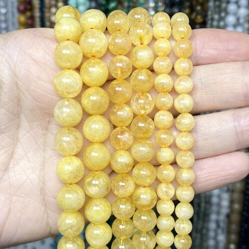 Natural Yellow Citrines Quartz Stone Round Loose Spacer Beads For Jewelry Making DIY Bracelet Handmade 6/8/10/12mm