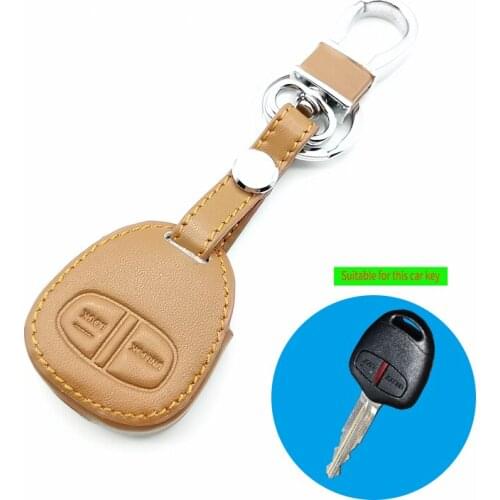 New Classic Style Leather Cover Wallet For Mitsubishi Outlander ASX Colt LANCER Grandis Pajero Sport 2 Buttons Key Remote Case