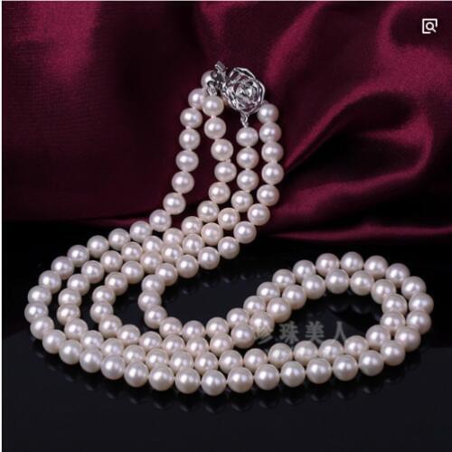 Charming 8-9 mm natural south white pearl necklace 17"-18"