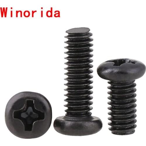 Wholesale Black Round Head Screw (hard) Electronic Digital Screw, PM Pan Head Screw M2-M4 200PCS