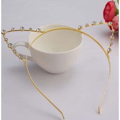 Cat Ear Headband Diamond-studded Alloy New Rabbit Ears Korean Version of The Small Fresh Hair Band Cute Hair Accessories