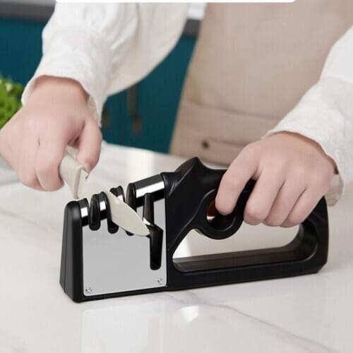 Professional Knife Sharpener 4 In 1 Multipurpose Stainless Steel Kitchen Manual Knife And Scissor Sharpening Stone Tools Cocina