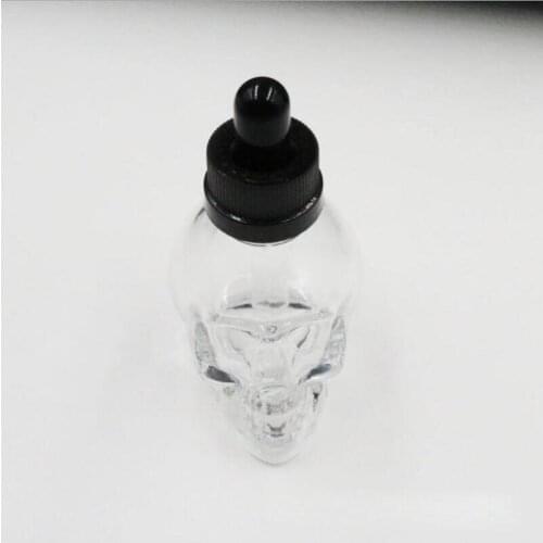 10pcs 30ml Skull Clear Glass Dropper Bottles Essential Oil Container E Liquid Empty bottle clear glass with childProof S033C