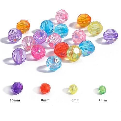 6/8/10/12mm Multicolor Crystal Acrylic Beads Faceted Loose Spacer Beads Roundelle Beads Jewelry Making DIY Needlework Wholesale