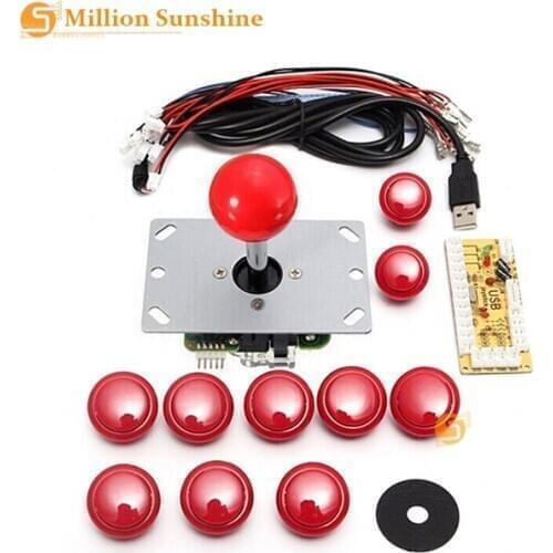 DIY Handle Arcade Set Kits Replacement Part USB Cable Encoder Board PC Joystick Push Buttons 4 Colors