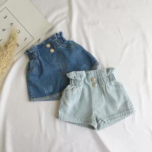 Girls Shorts Summer Clothes 2021 Hot Jeans High Waist Flower Baby Thin Loose Style Kids Shorts Spodenki