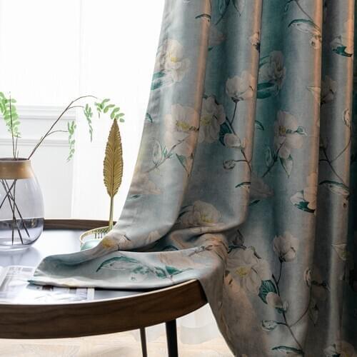Nordic Curtains for Living dining Room Bedroom Modern Minimalist Large Flower Printing Curtains Finished Product Customization