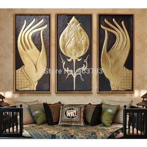 MODERN ABSTRACT HUGE LARGE CANVAS ART OIL PAINTING southeast Asian style buddha hand paintings no framed