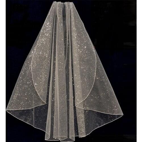 TOPQUEEN V100 Champagne Color Wedding Veil Bridal Veils Fingertip Veil Pencil Edge Single Tier with Comb Color Veil of the Bride