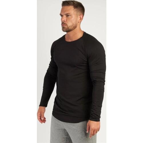 Muscleguys Gym T-Shirt Men Spring Cotton T-Shirt Fitness Men Solid Sports Tshirt O-neck Long Sleeve Tops Men Slim Fit Tee Shirts