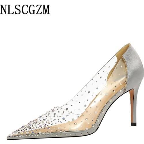 Wedding Shoes for Women Bride Office 2021 Heels Women Pumps Crystal Shoes for Women 2021 High Heels Harajuku Shoes Transparent