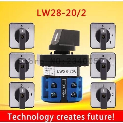 Universal Switch Electric 2/3/4 Position 8 Terminals Rotary Cam Changeover Switch 550V 20A LW28-20A 2/3/4 position 2 knots