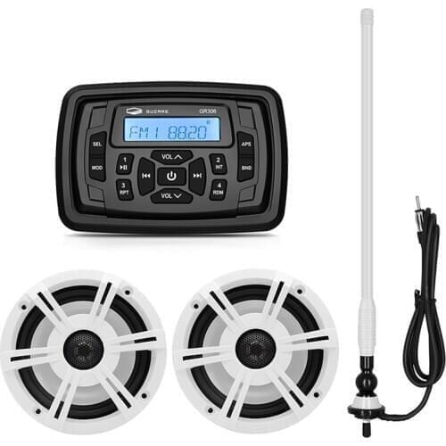 Waterproof Marine Audio Radio Stereo Bluetooth FM AM Receiver Car MP3 Player+6.5" Marine Speaker+Antenna For RV Yacht Motorcycle