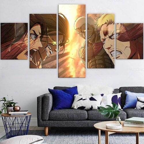 Japanese Anime Attack on Titan Poster Eren Yeager and Armored Titan HD Print on Canvas Painting Wall Art for Living Room Decor