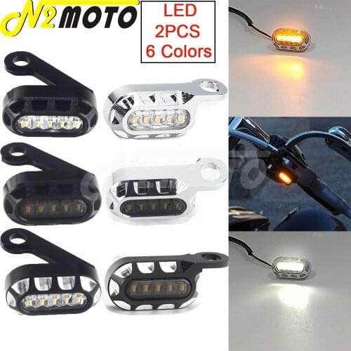 Amber/White Mini LED CNC Front Brake Turn Signal Light Running Indicator Blinker For Harley Sportster XL 883 1200 Custom 2004-20