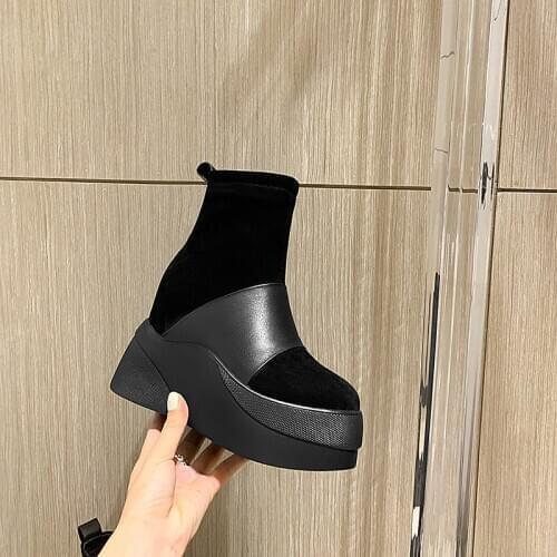 New Winter women shoes natural Genuine leather boots bottom of the thick Warm fur Female boots 100%cowhide Chelsea snow boots