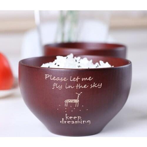 1Pc Wood Bowl Japanese Wooden Rice Soup Bowl Food Container Small Cute Animal Dining Bowl for Kids Tableware Wooden Utensils